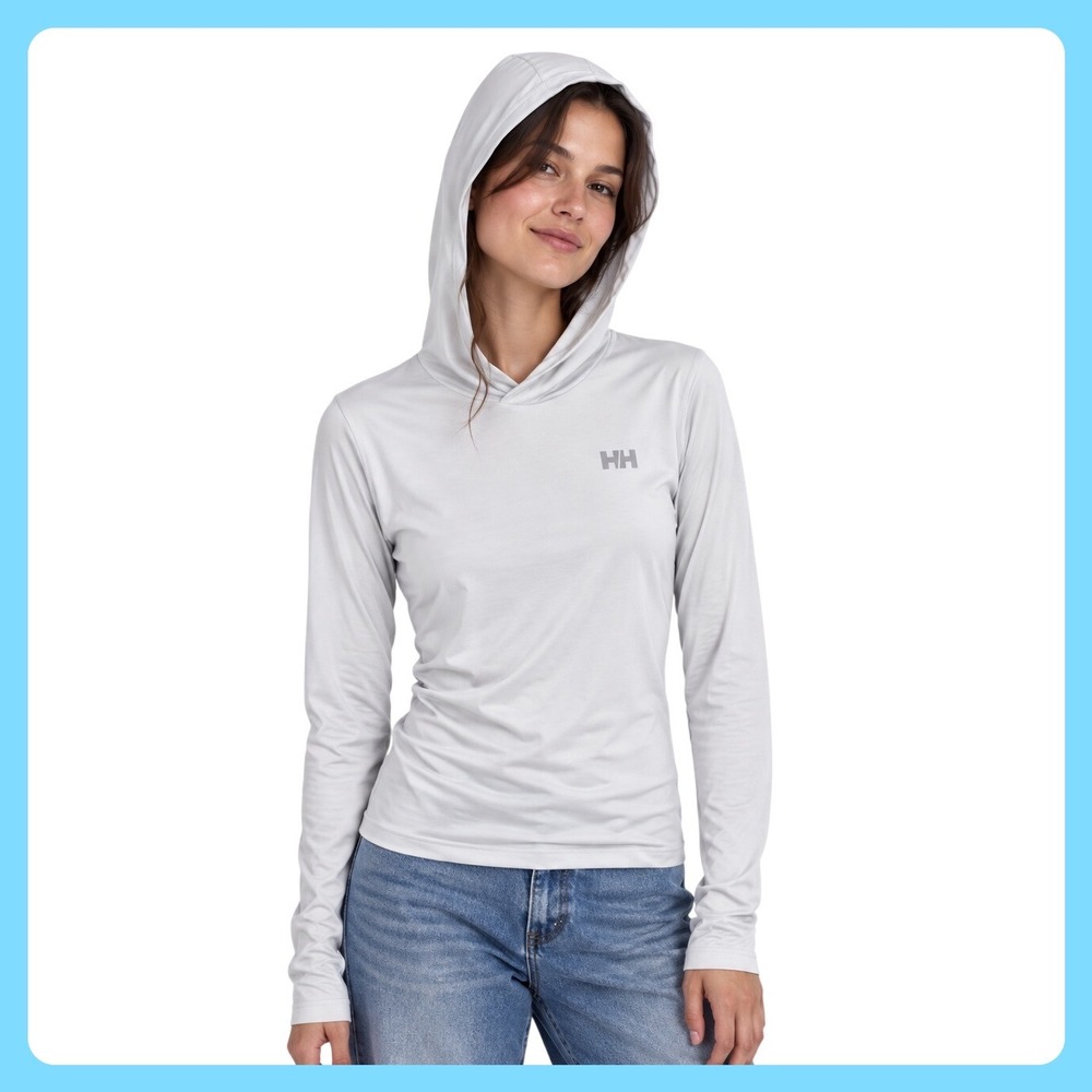 Helly Hansen Relaxed Hoodie Women Medium White Recycled Polyester UPF 50+ 49344